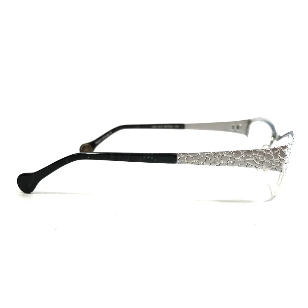 BOZ Eyeglasses Frames VIM 1313 Silver Cracked Earth Pattern Half Rim 52-18-135